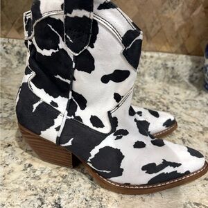 Cow Print Ankle Boots